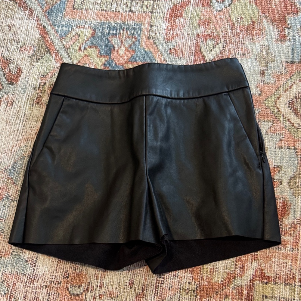 Express Black High Waist Leather Shorts
